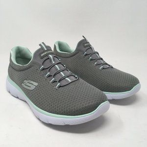 Sketchers Wmn's Summits Sneaker, Gray/Aqua, 8.5